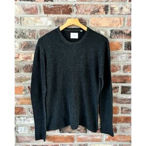 Billy Reid Cotton Cashmere Waffle Knit Thermal Long Sleeve Shirt, M
